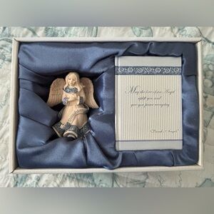 Sarah’s Angels Vintage Daughter Figurine Blue Tones with Blank Journal